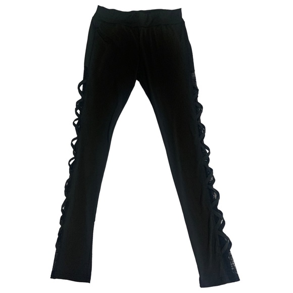 NWT Black Crisscross Mesh Leggings-Size L/XL - Picture 4 of 15